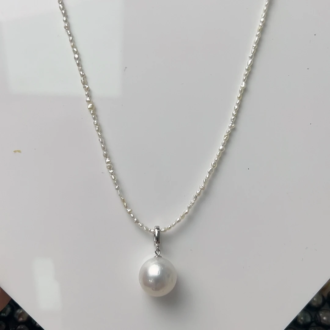 海水珍珠银S925镶嵌颈饰