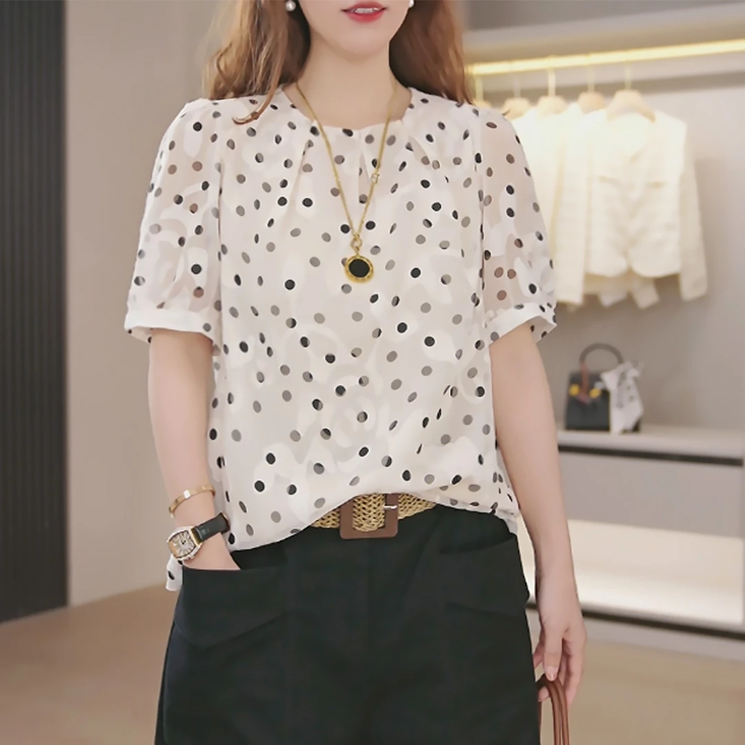 【心动波点】设计感减龄法式波点上衣轻盈透气显瘦小衫夏季上新女装