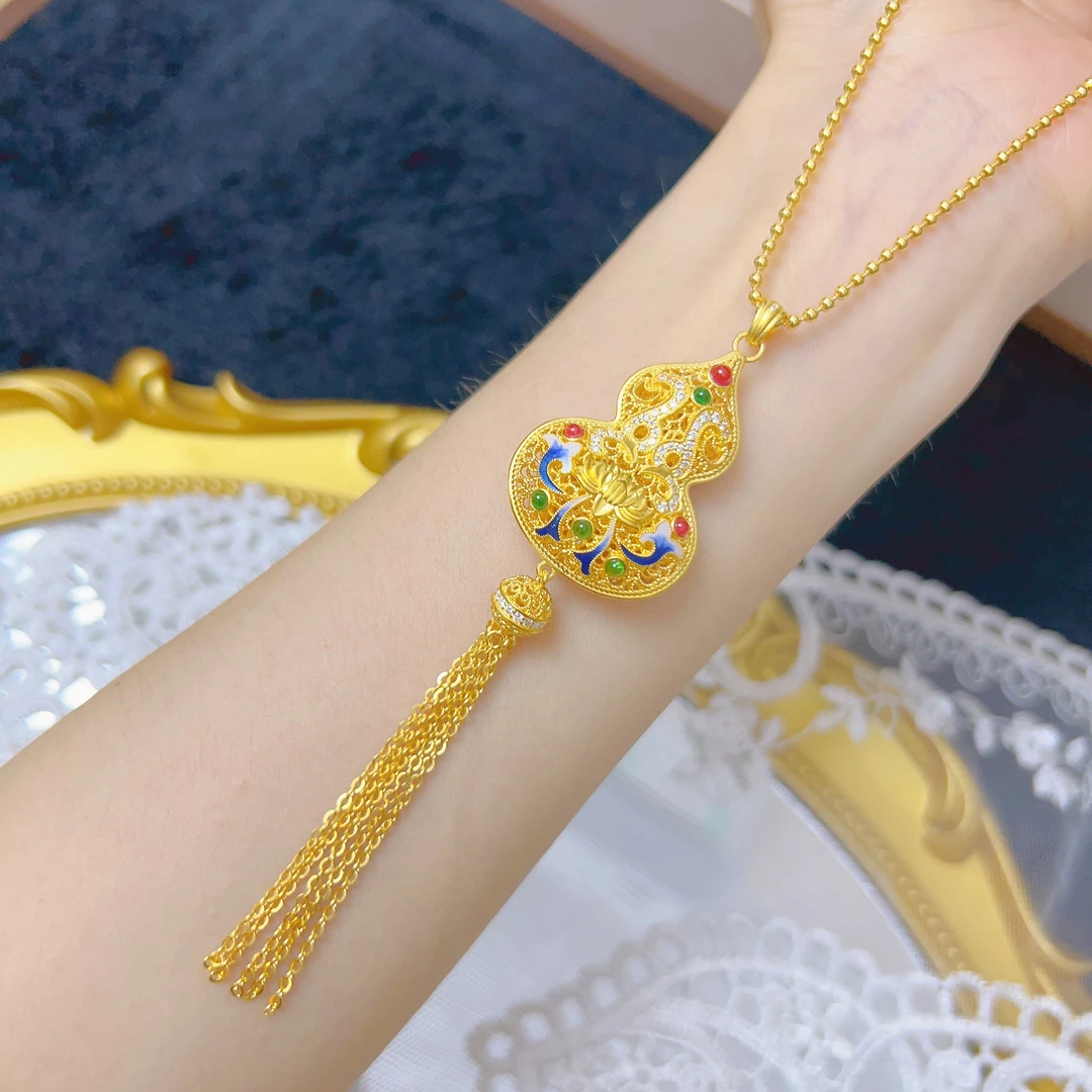 花丝葫芦吊坠古法水贝黄金足金999素款实心时尚百搭挂坠不含链
