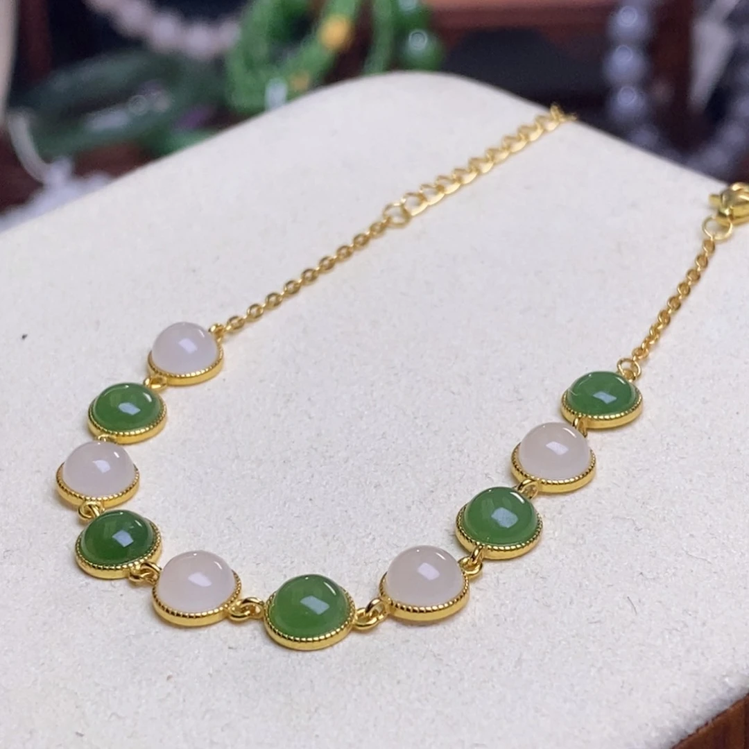 和田玉福利款和田玉银手链未镶嵌