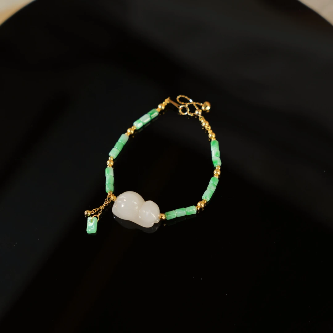 青喵喵-天然A货翡翠18K金手链（多样性发其一）