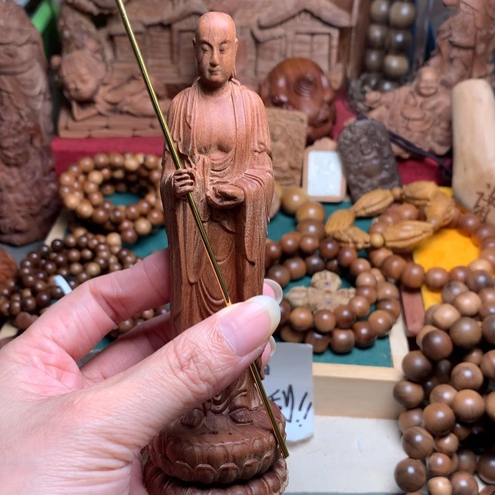 檀香木把件老山檀地藏微瑕