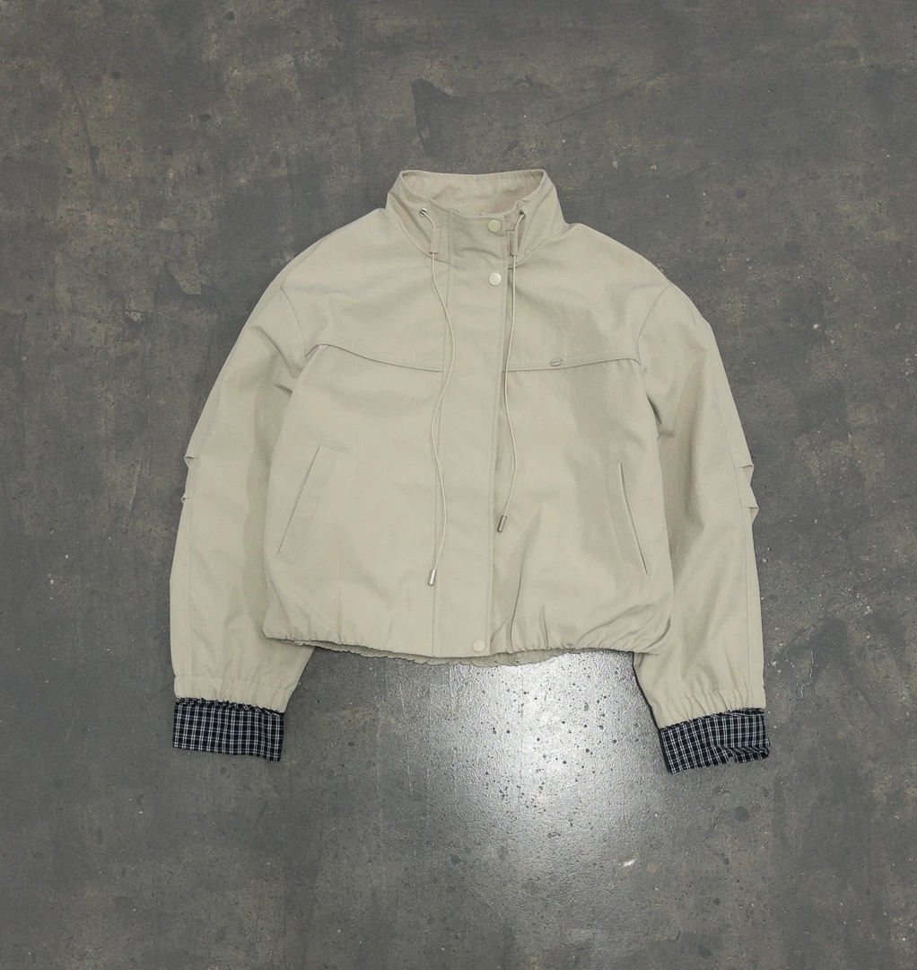 【外套系列】格纹心机 复古立领格子撞色时尚夹克外套