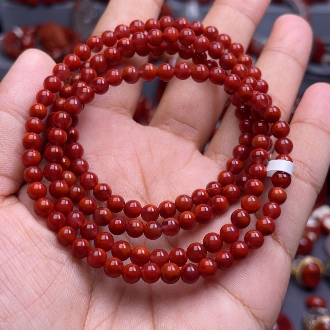 南红玛瑙未镶嵌珠宝奇石多圈4.5mm