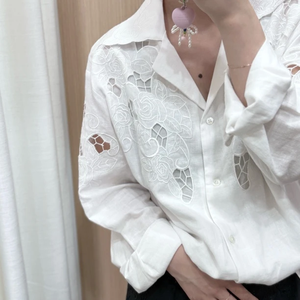 拍下默认不退换！刺绣镂空衬衫