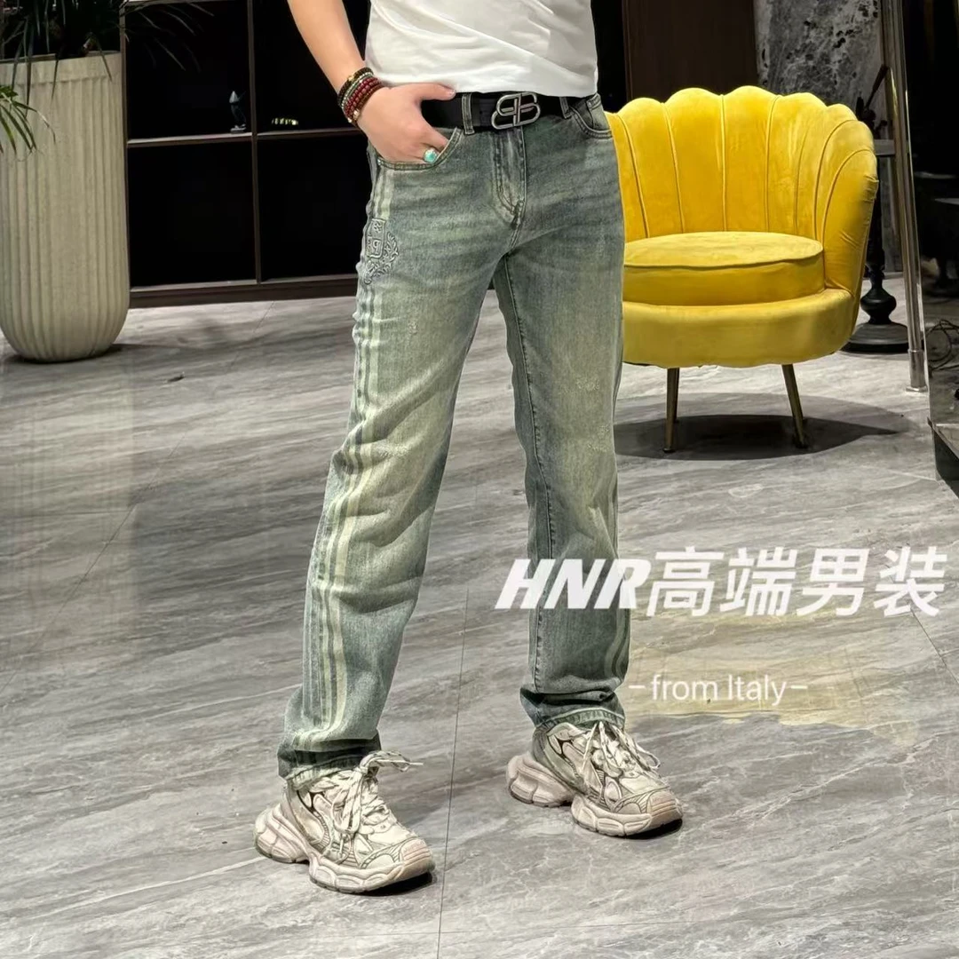 激光烧花条纹设计立体钢印工艺莱塞尔混纺面料重水洗牛仔裤8818