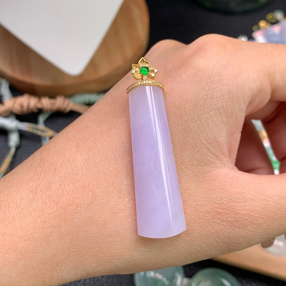 吊坠(不含链)18K金镶嵌翡翠