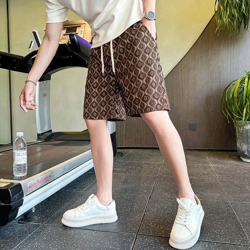 痞帅满印短裤男夏季运动五分裤潮流外穿大裤衩2025新款沙滩中裤子