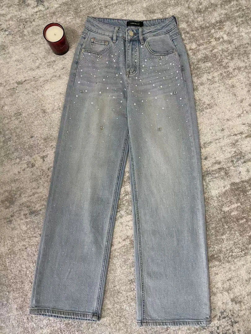 【澜墨儿】高端罗磊牛仔裤休闲时尚直筒百搭女士