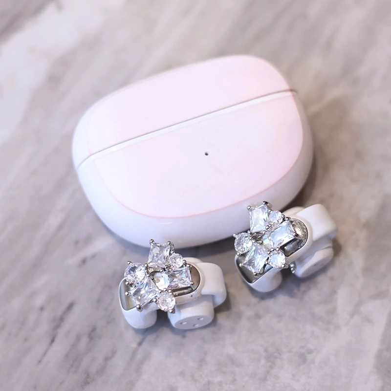 纯铜莫桑石耳饰 bose耳夹式蓝牙耳机装饰钻扣耳扣耳夹超闪超贵气