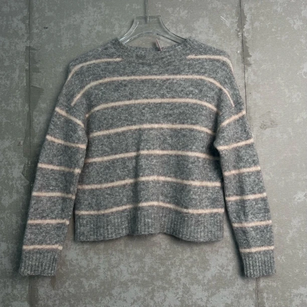 未使用 Acne studio XS*1/acne灰色粉条纹马海毛衣/16826/JP