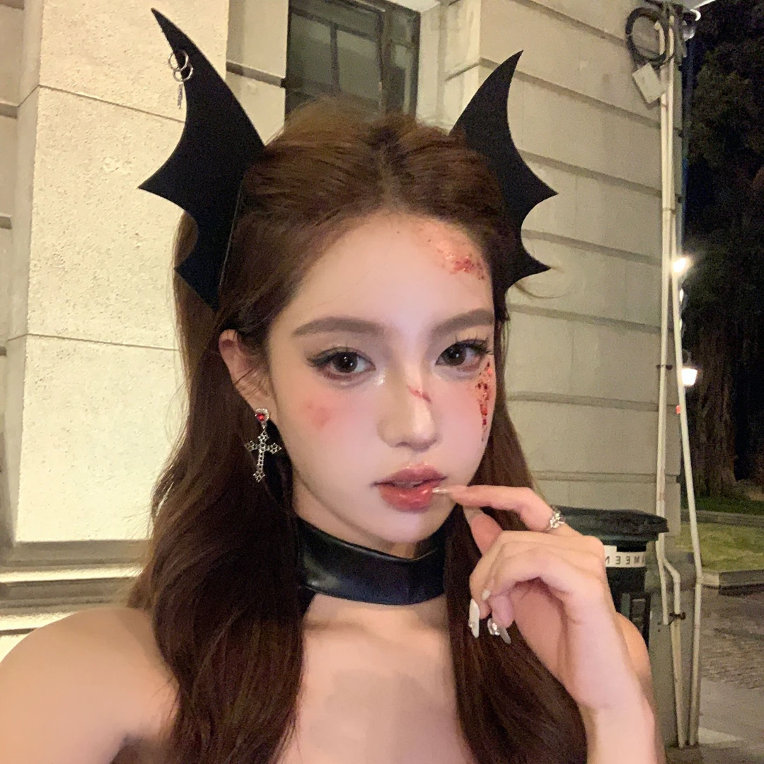 万圣节小恶魔发夹cos装饰蝙蝠克鲁鲁女王同款发饰头饰暗黑立体