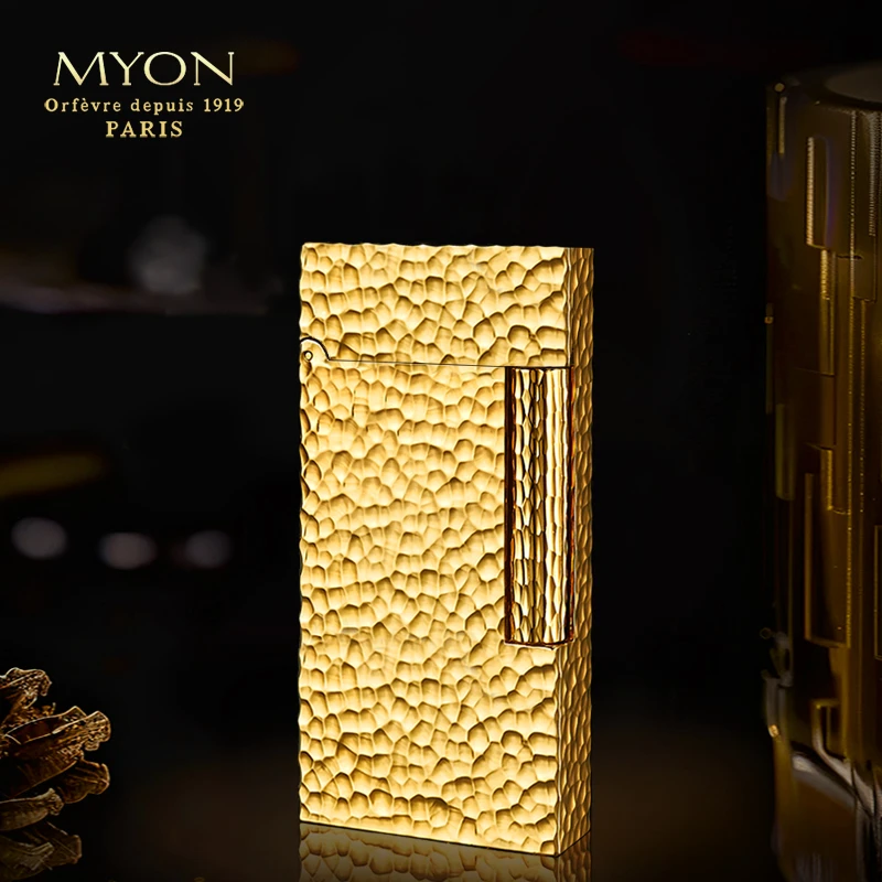 百年店MYON勉牌M3待机王陨石坑六面手工雕镀金一机一码煤油打火机