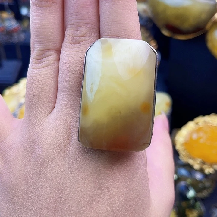 银S925镶嵌琥珀裸石