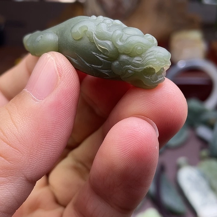 颈饰未镶嵌和田玉鱼化龙