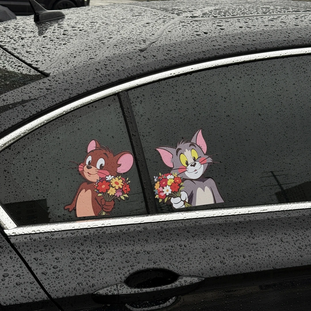 猫和老鼠车贴汽车车身车窗玻璃装饰贴纸卡通可爱摩托车电瓶车贴纸