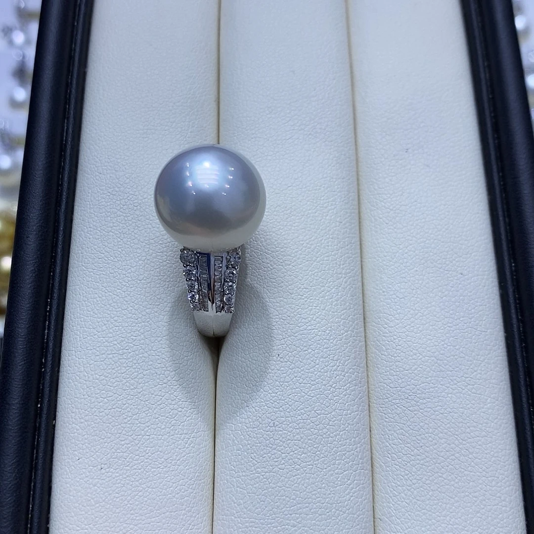 祥***工海水珍珠18K金镶嵌戒指15到16点位澳白