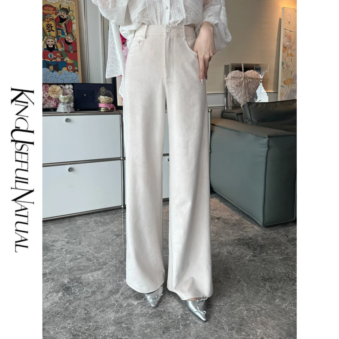 KUN【row系皮裤】专属奢贵 光泽皮料百搭显瘦白色秋冬新款直筒裤子