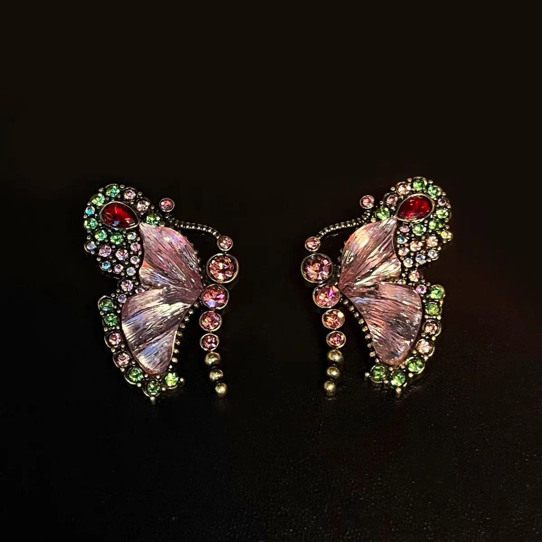 合金琉璃耳饰 2254  气质百搭时尚复古简约蝴蝶古风花vintage耳饰