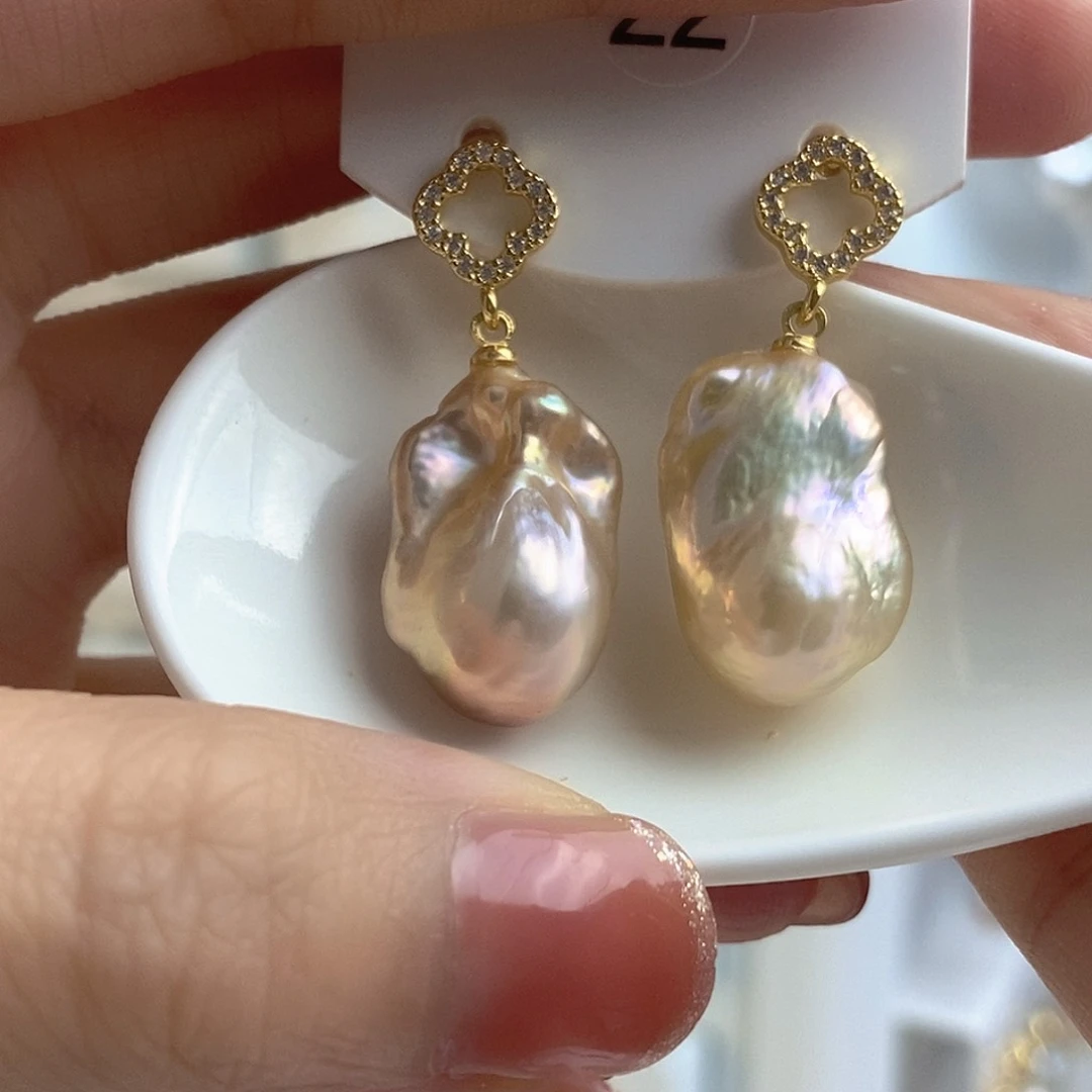 淡水珍珠耳饰银S925镶嵌