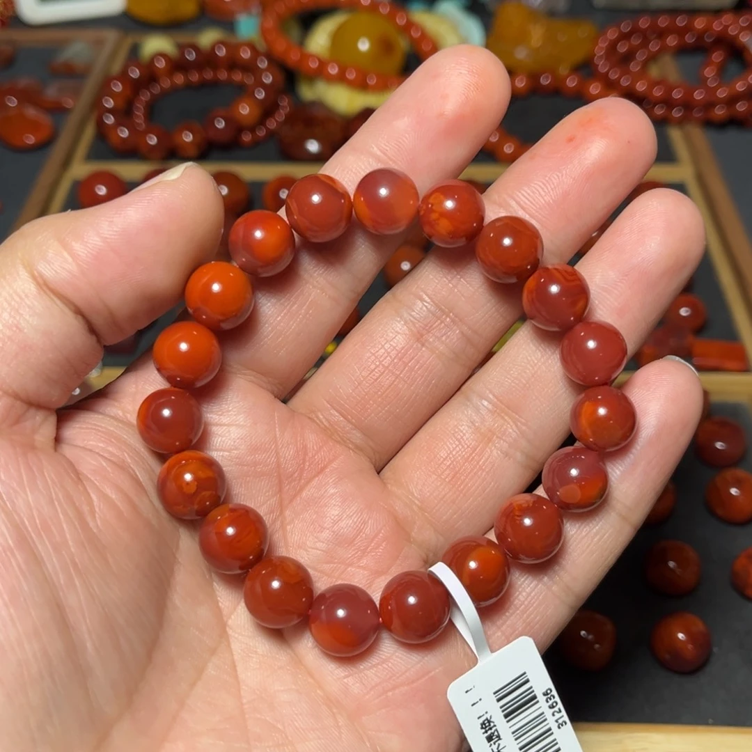 南红玛瑙未镶嵌手串原矿瓦西玫红色系单圈10mm+