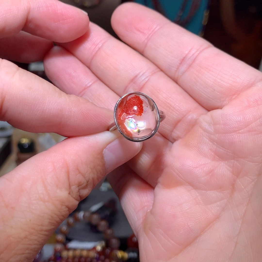 旅***.水晶未镶嵌珠宝半成品锦鲤胶花戒指