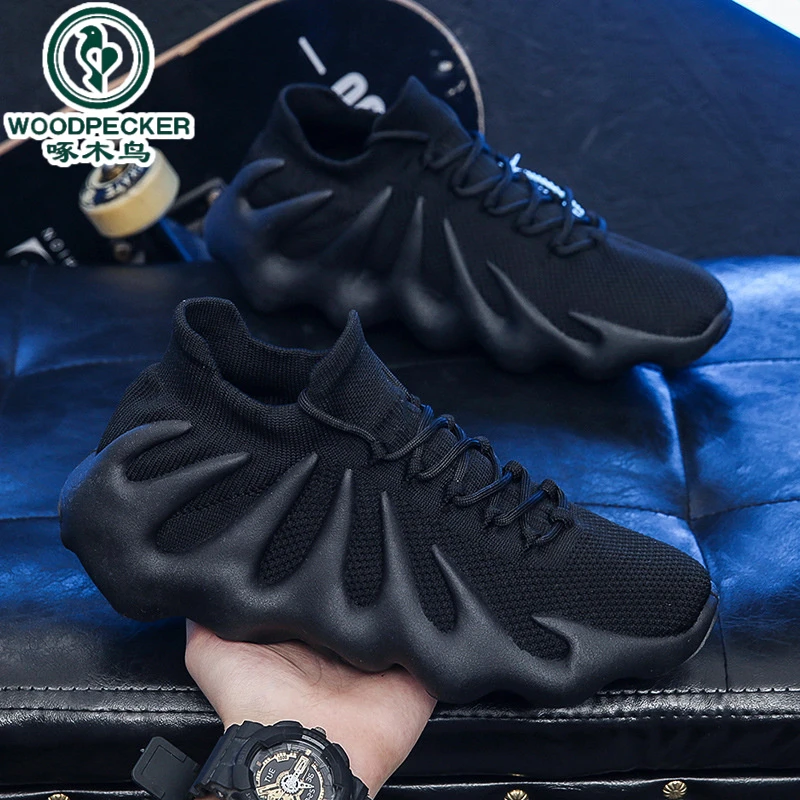 【正品】啄木鸟新款飞织八爪鱼运动鞋韩版潮流休闲透气火山袜子男鞋