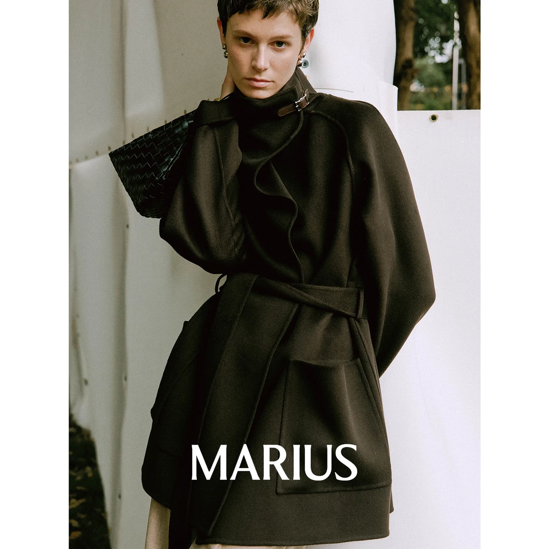 MARIUS匠人坊系列“1580大衣”双面呢外套腰带斗篷大衣