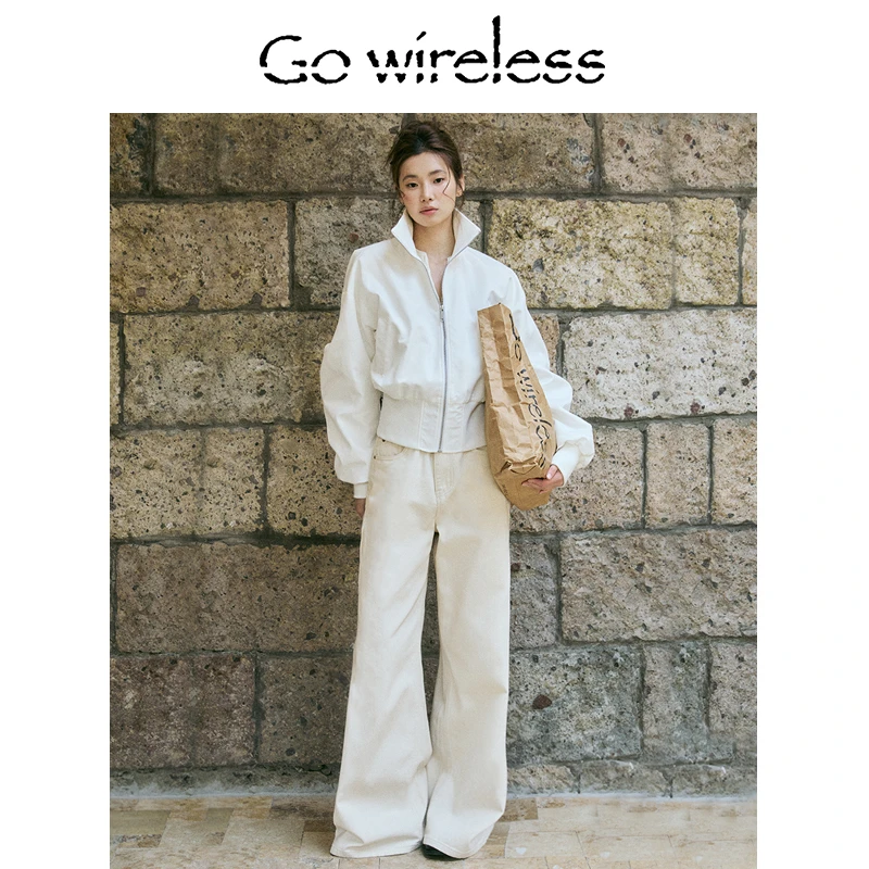 Gowireless 丨100棉 高级简约百搭气质直筒显瘦牛仔裤 25GS002