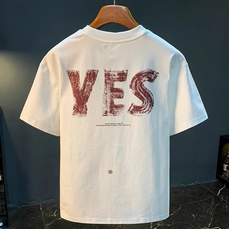 U&PURA新款大字母印花短袖T恤男款夏季宽松百搭休闲体恤衫重磅t恤