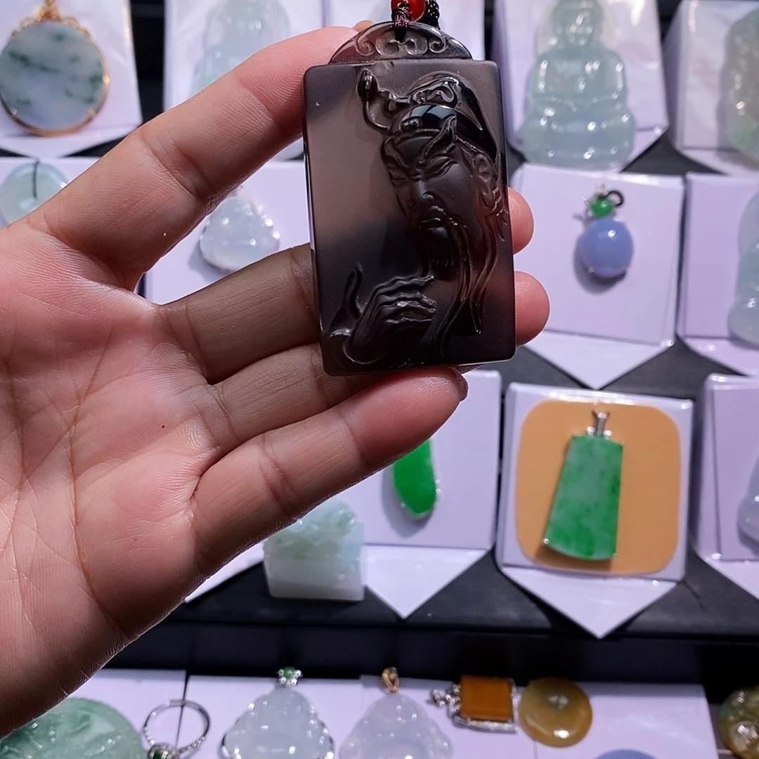 和田玉（青白玉）银S925镶嵌颈饰