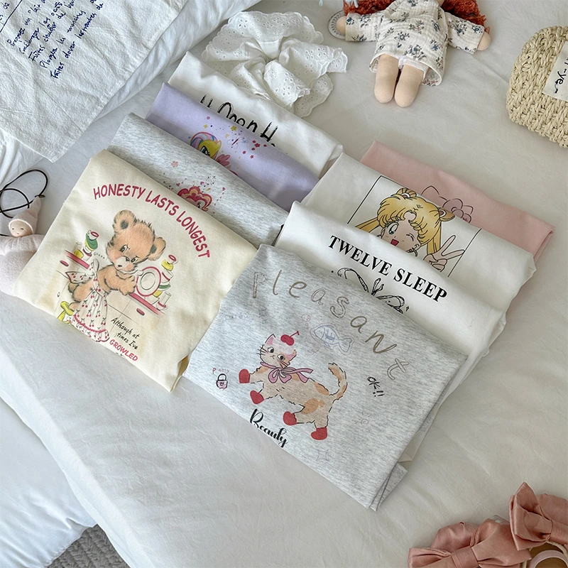 【橘子家】现货~女童春季打底衫新款印花T恤儿童亲肤衬衣HS61027