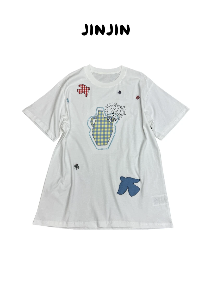 【JINJIN】2025夏季新款小众设计短袖T恤（6719）NO退NO换