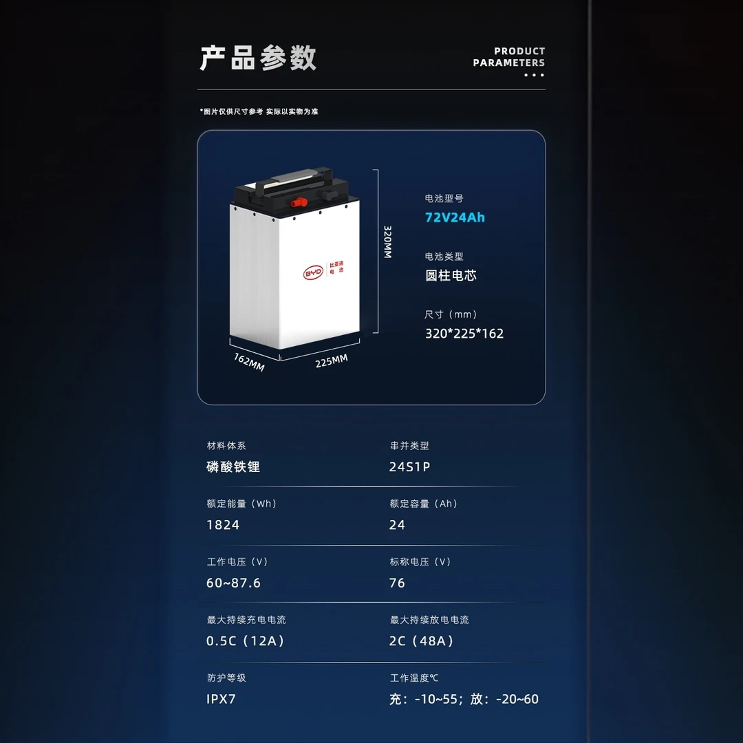 BYD/比亚迪76V24Ah磷酸铁锂电池适配电动二轮车