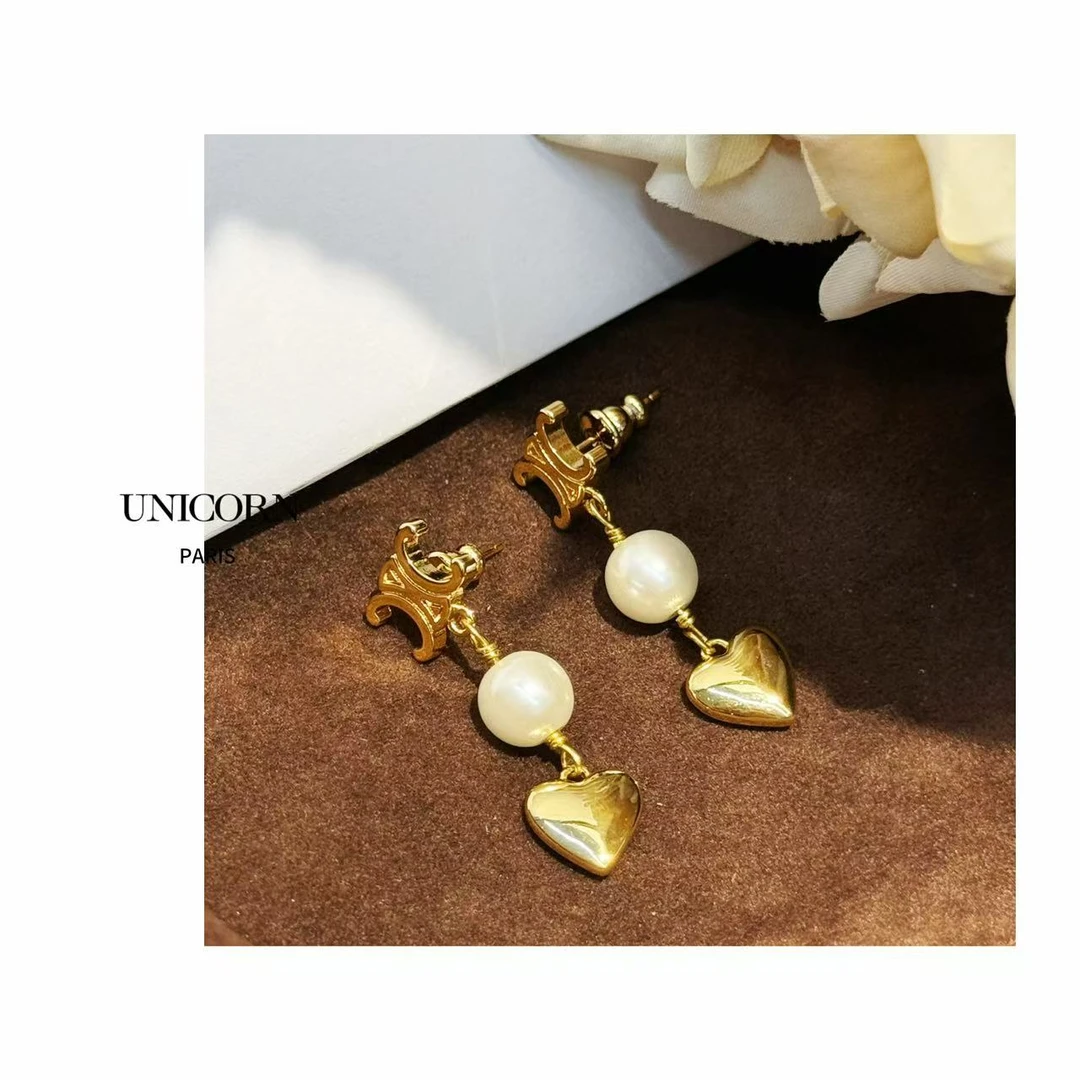 铜合金仿珍珠耳饰 镀K金 法式小众独特高级感气质耳环 ES1650-1