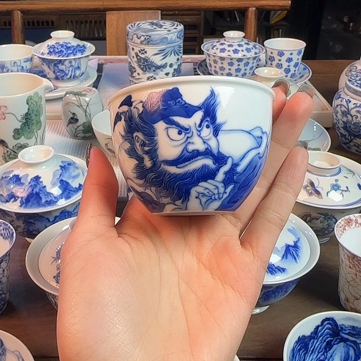 名窑口 非遗画师钟馗缸杯放漏