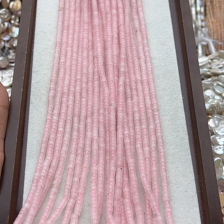 玛瑙/玉髓未镶嵌珠宝半成品一条4/2mm粉晶直切