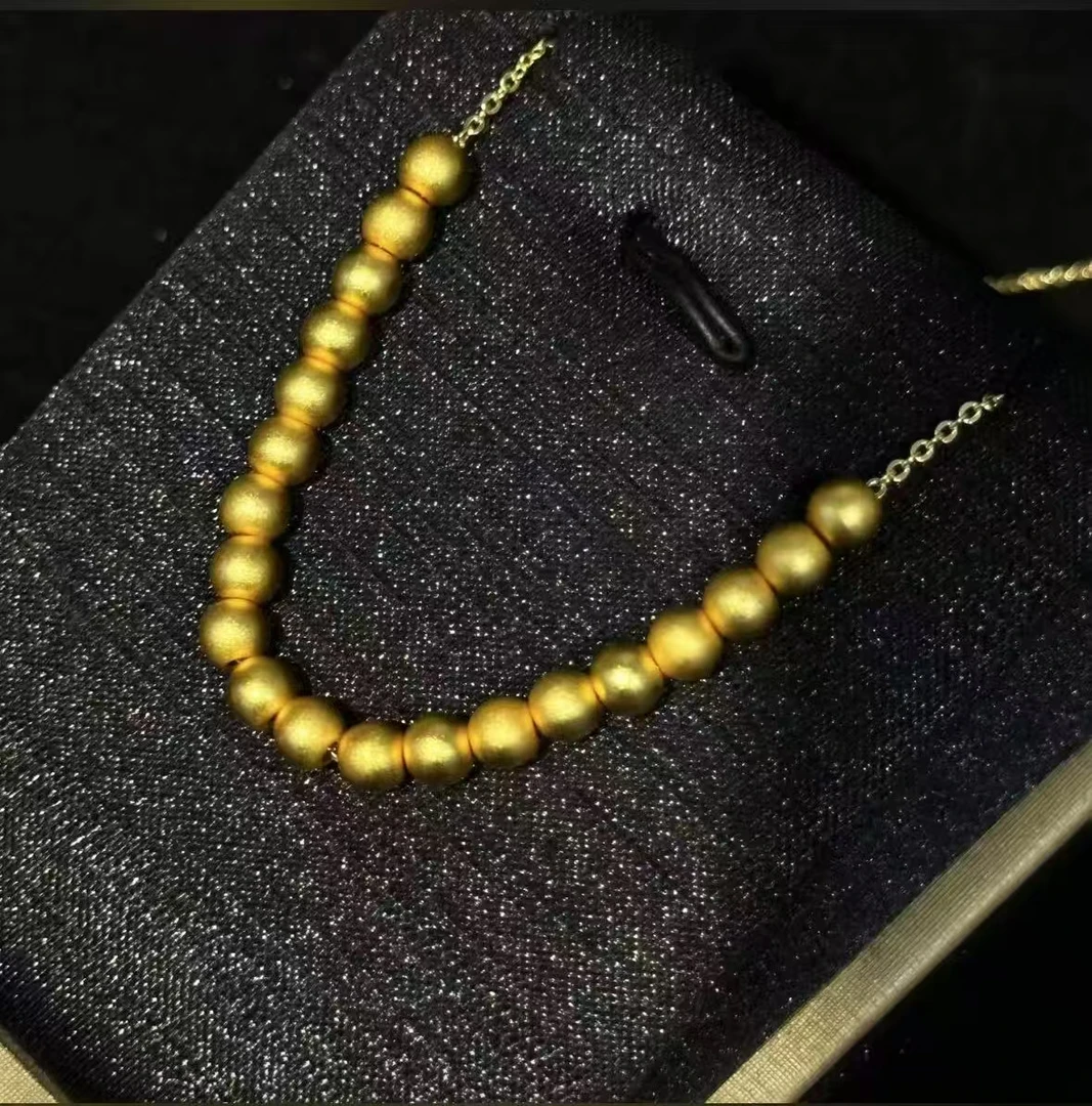 铜合金项链 中古迪拜小众多颗迷你转运圆珠时尚百搭项链