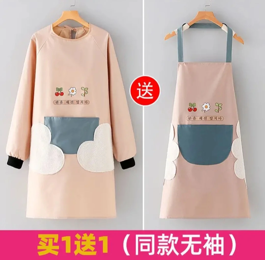 家用卡通樱桃围裙罩衣工作服防水防油防污渍
