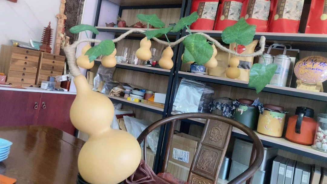 纯手工制作天然葫芦娃葫芦摆件七娃招财纳福送底座葫芦藤七个