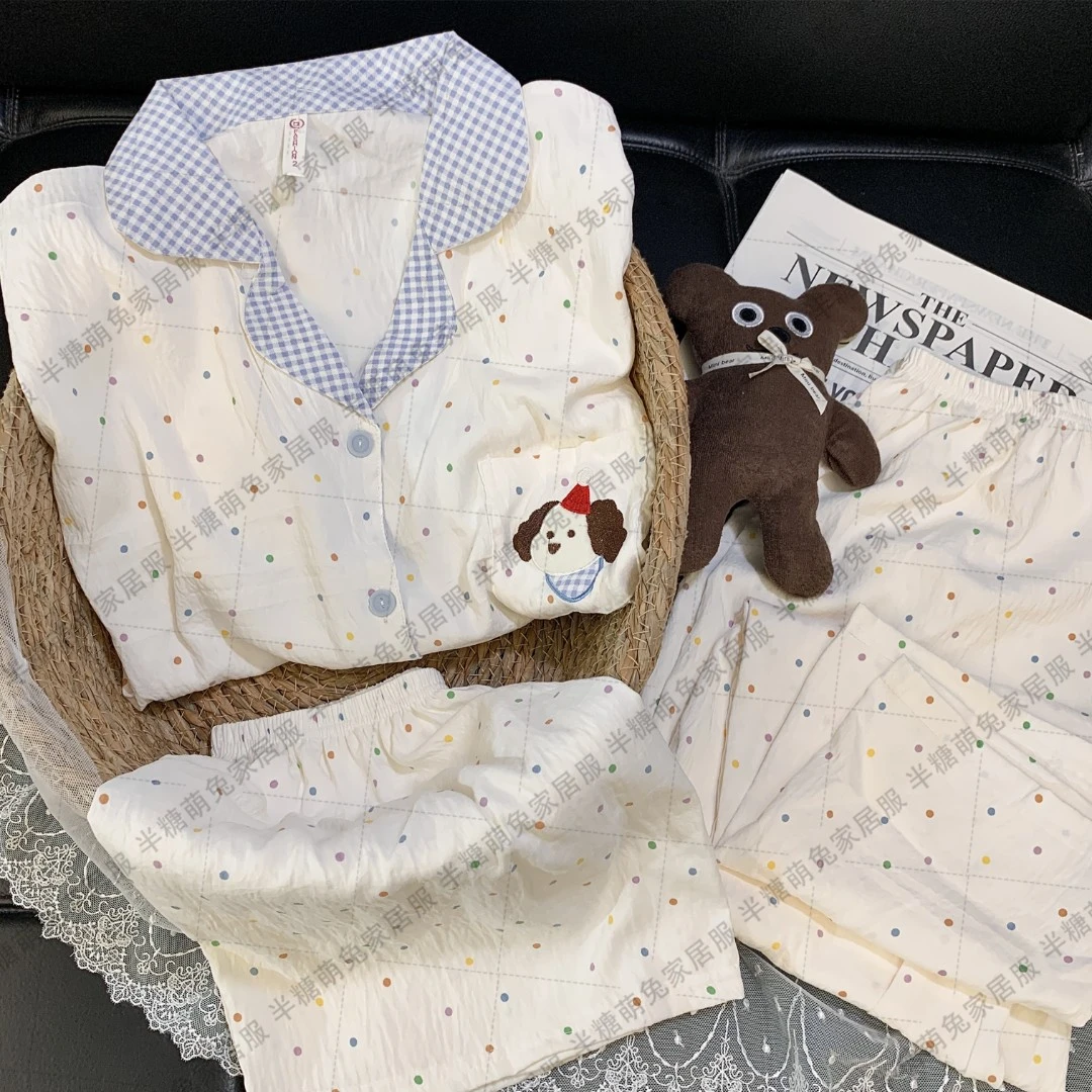 【三件套多款】云朵绵夏季短袖可爱卡通睡衣少女家居服套装睡衣