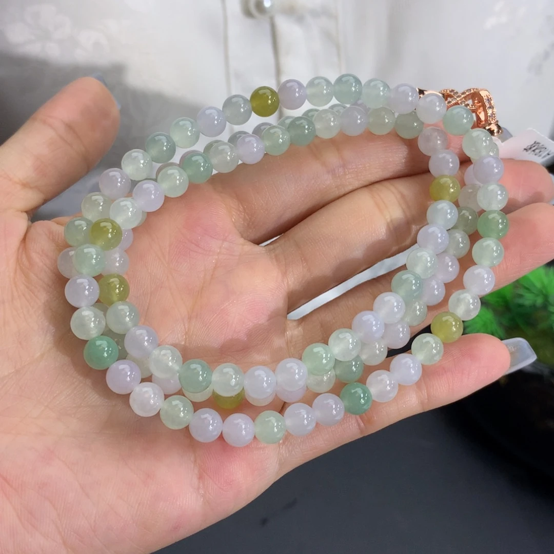 翡翠未镶嵌手串卡6冰胶多宝项链