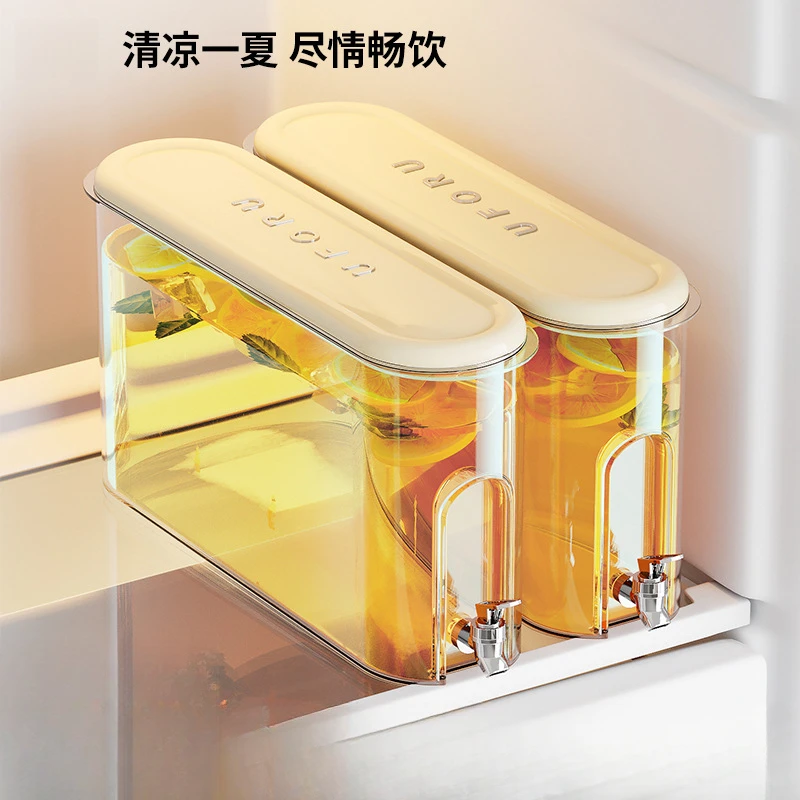 家用冷水壶带龙头冰箱大容量夹缝水壶食品级塑料果汁凉水壶密封