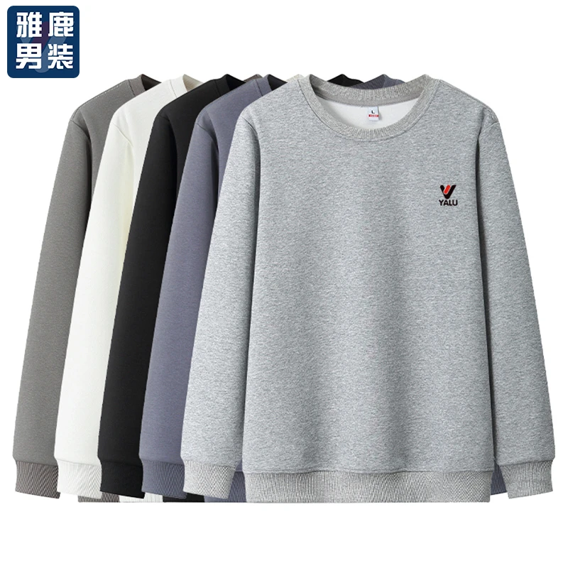 雅鹿男装2025春季圆领休闲男女同款品牌卫衣情侣百搭长袖宽松套头