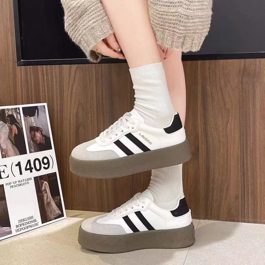 佰诺女鞋时尚百搭德训鞋2025新款低帮休闲鞋小众百搭鞋子春季运动