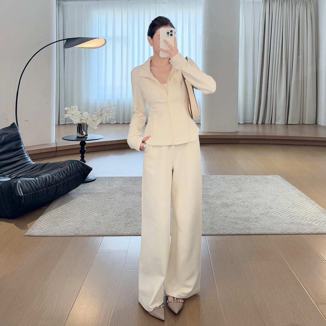 现货【漫不经心】韩系休闲时尚立领修身卫衣两件套LZ1767