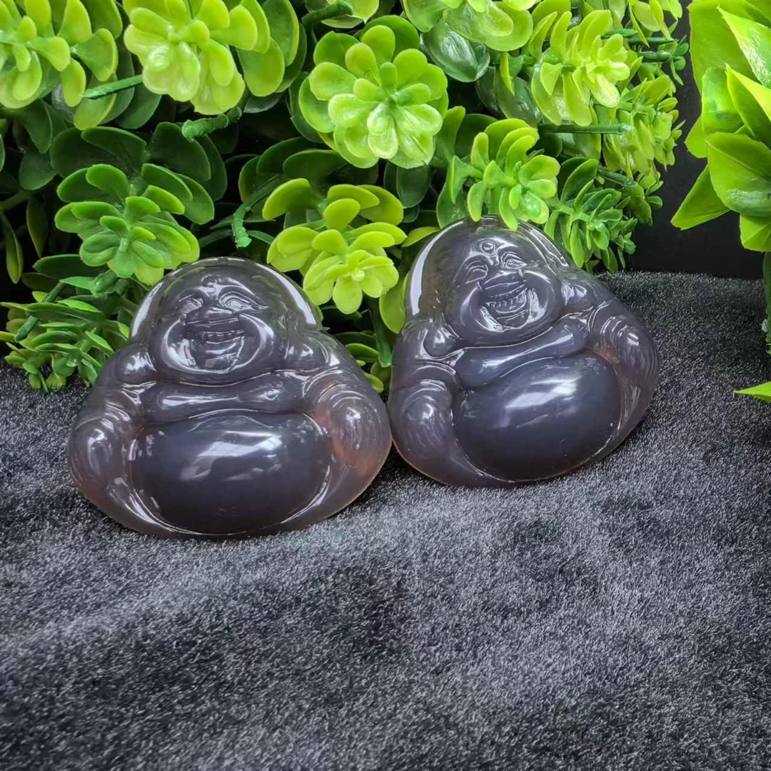 S7404【福嘟嘟珠宝】冰精灵烟紫黑玛瑙佛公-配珠链-多样性发一件