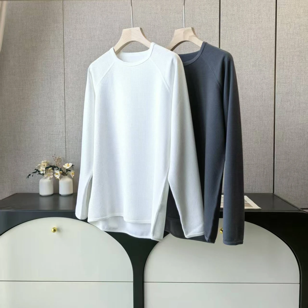 250219极简华夫格长袖百搭叠穿内搭T