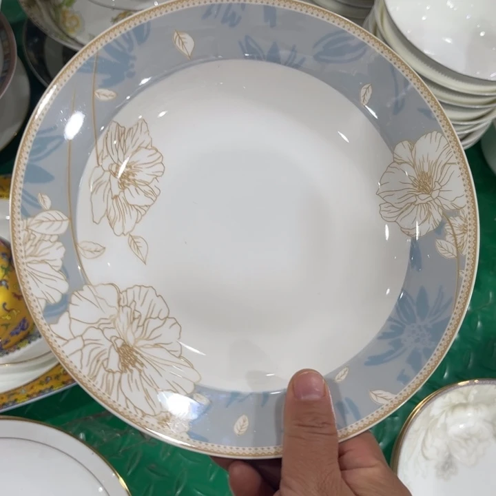 瓷片八寸汤盘四个微瑕