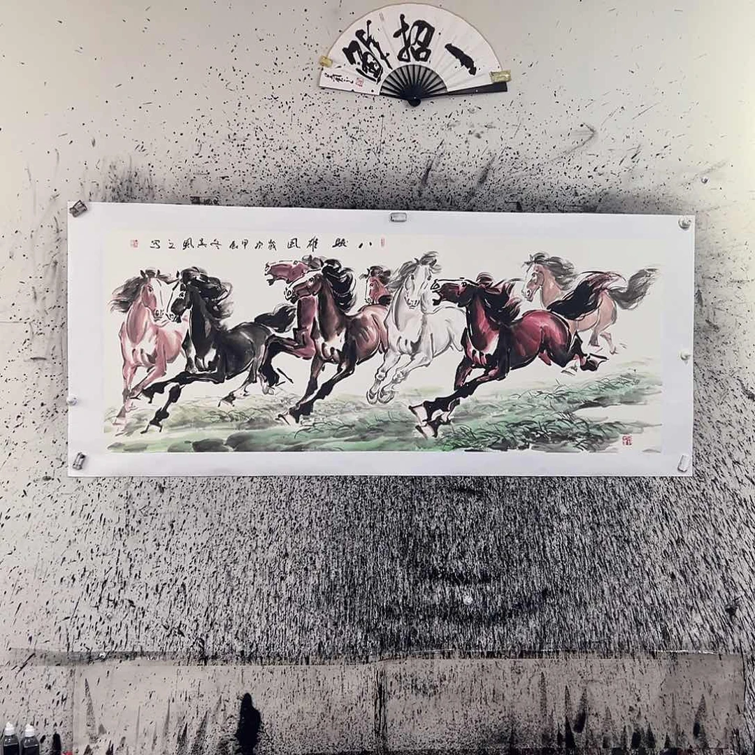 国画小六尺八骏图吴风之